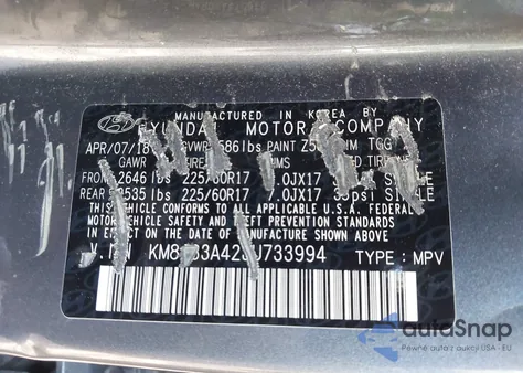 2018 Hyundai Tucson Sel из США, поврежденный, VIN KM8J33A42JU733994